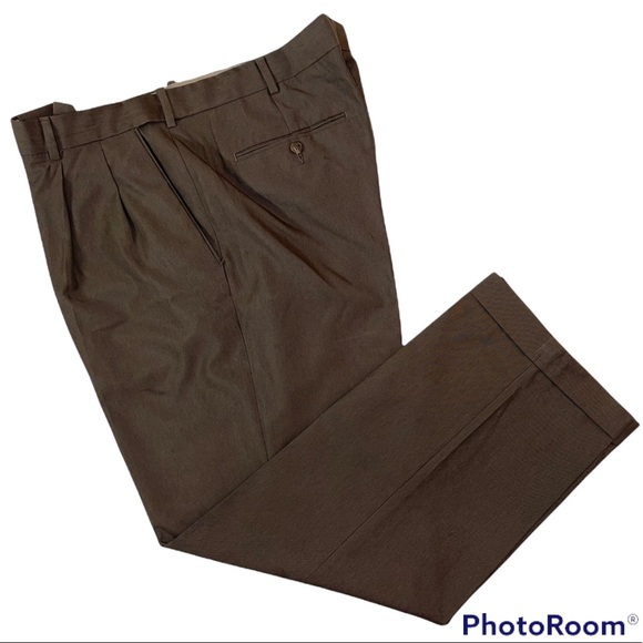 Croft & Barrow Brown Pleat Front Dress Pants 40 X 32 - Picture 1 of 10